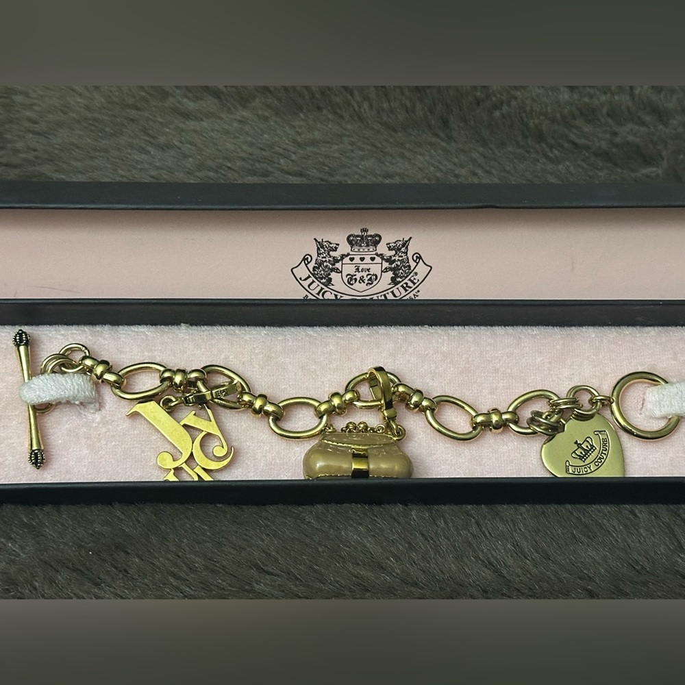 Juicy Couture Gold Charm Bracelet with Iconic Charms
